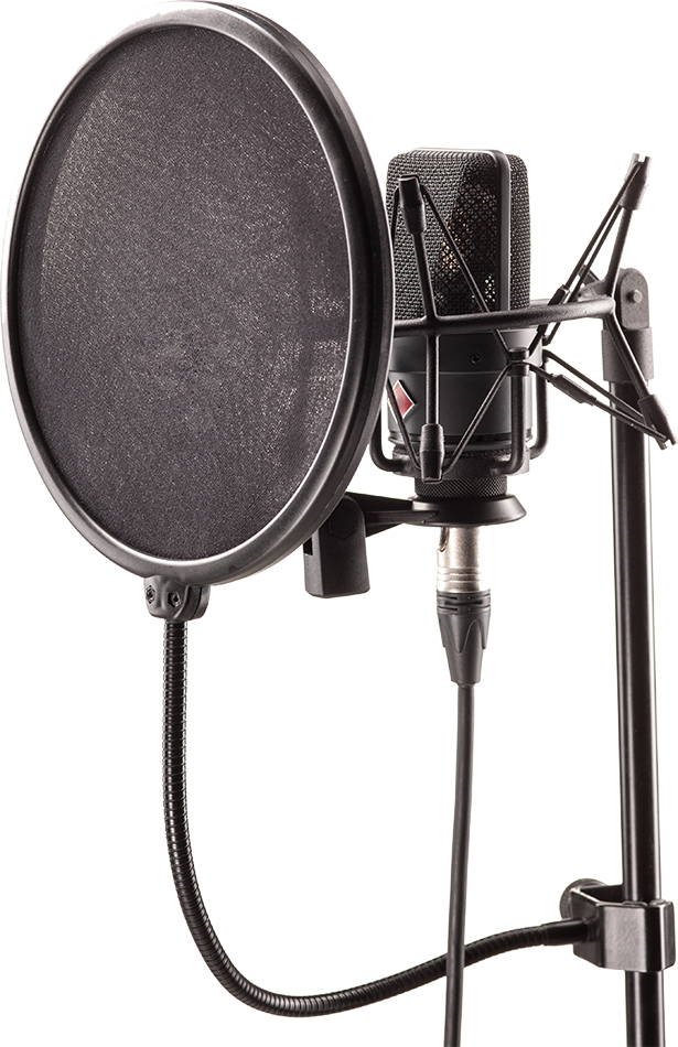 Professional microphone in broadcasting station